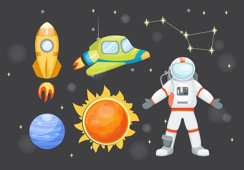 Ilimin Taurari 2 astronomy space rocket cartoon set vector 132042762